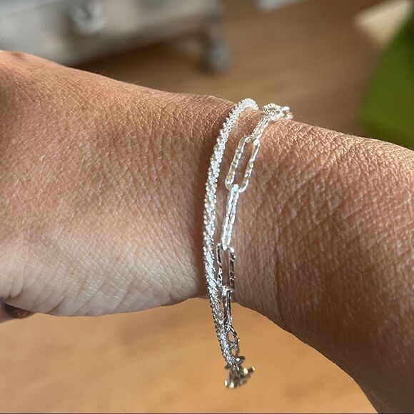 The Mixed Media double strand paperclip Bracelet in 925 - Picture 8 of 10